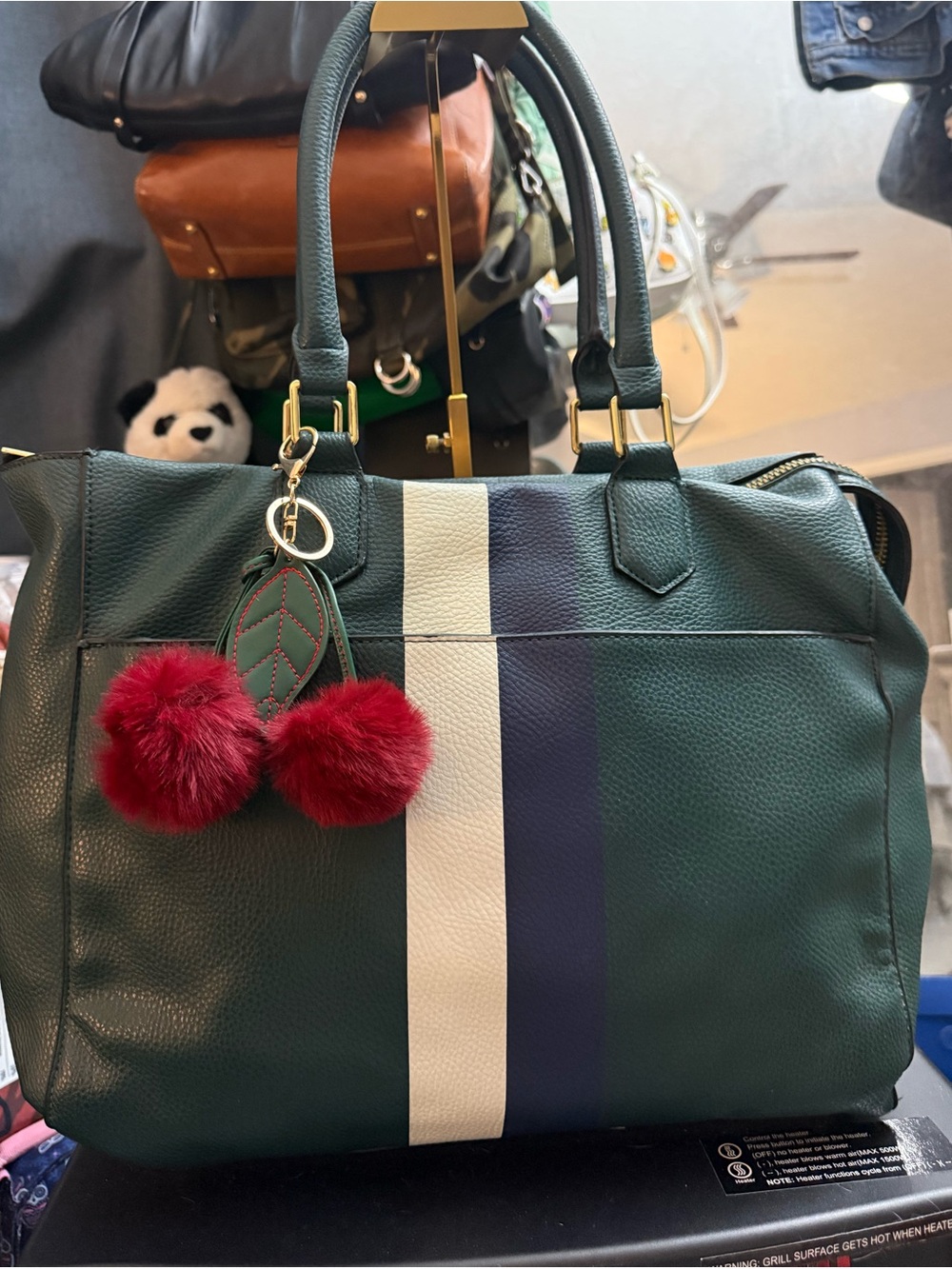 Steve Madden Dolly Green and Blue Faux Leather Tote